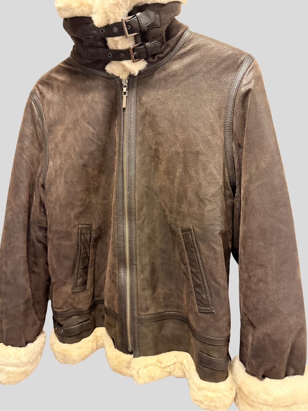 Vintage St. John's Bay Heavy Sherpa Lined Aviator Bomber Jacket - Medium - Picture 3 of 12